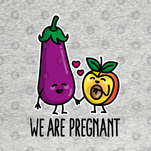 We are pregnant aubergine peach funny pregnancy (dark design